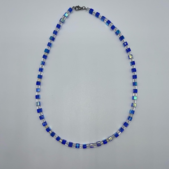 Handmade Glass Cube Bead Necklace & Bracelet Set - Picture 2 of 14